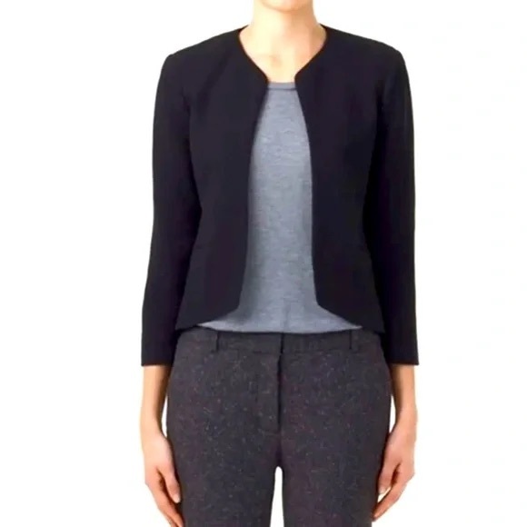 Wilfred Equis Japanese Crepe Open Front Black Blazer - Picture 1 of 12